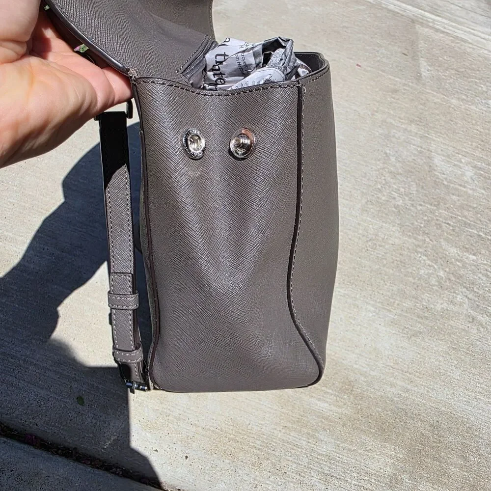 Michael Kors Ava Satchel Medium Gray Saffiano Leather Handbag Purse *Sample Bag*